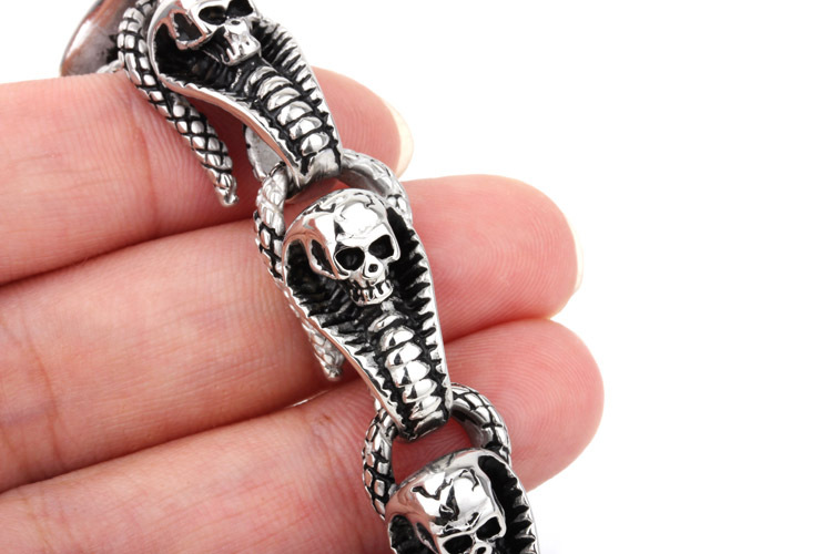 Hip-hop Punk Snake Skull Titanium Steel Men's Bracelets display picture 6