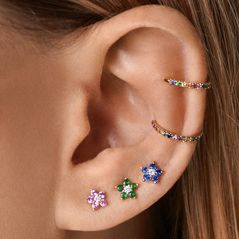1 Pair Simple Style Flower Plating Inlay Copper Zircon White Gold Plated Gold Plated Ear Studs display picture 10