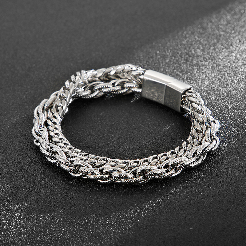 Basic Solid Color Titanium Steel Chain 18K Gold Plated Men's Bracelets display picture 3