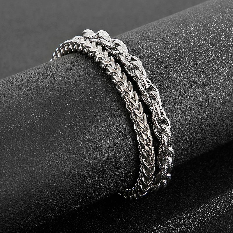 Basic Solid Color Titanium Steel Chain 18K Gold Plated Men's Bracelets display picture 4