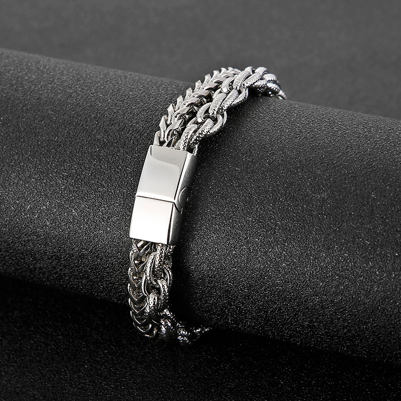 Basic Solid Color Titanium Steel Chain 18K Gold Plated Men's Bracelets display picture 5