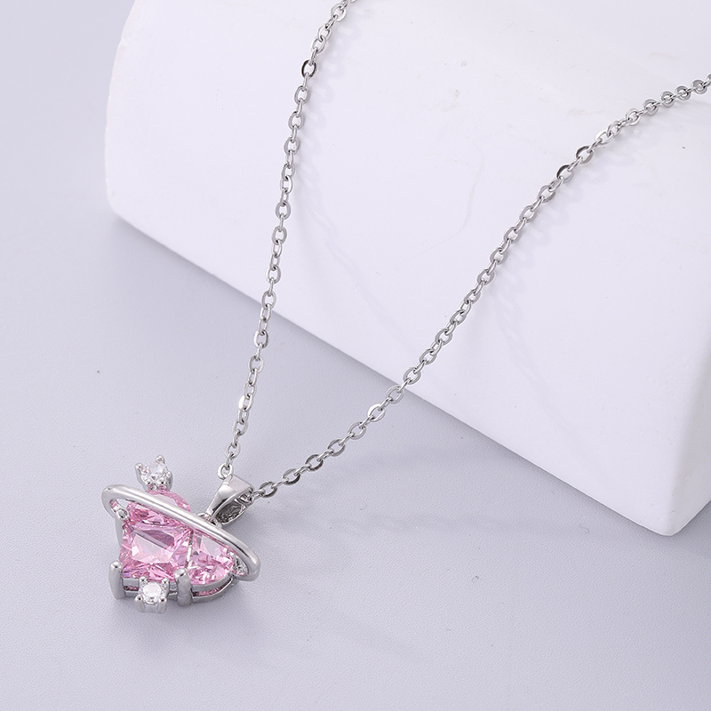 Simple Style Heart Shape Stainless Steel Plating Inlay Zircon Silver Plated Necklace display picture 3