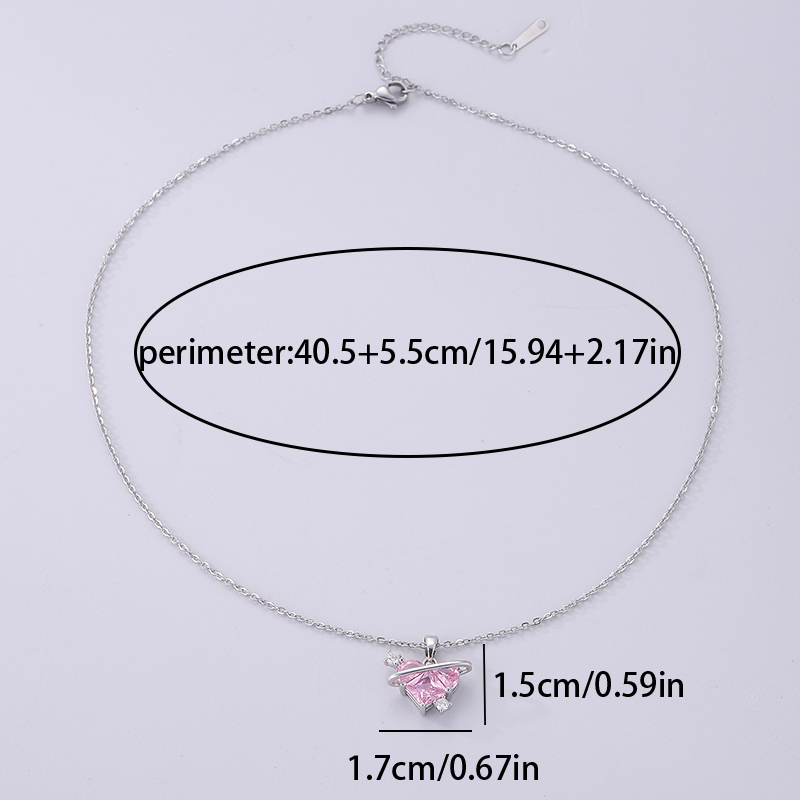 Simple Style Heart Shape Stainless Steel Plating Inlay Zircon Silver Plated Necklace display picture 7