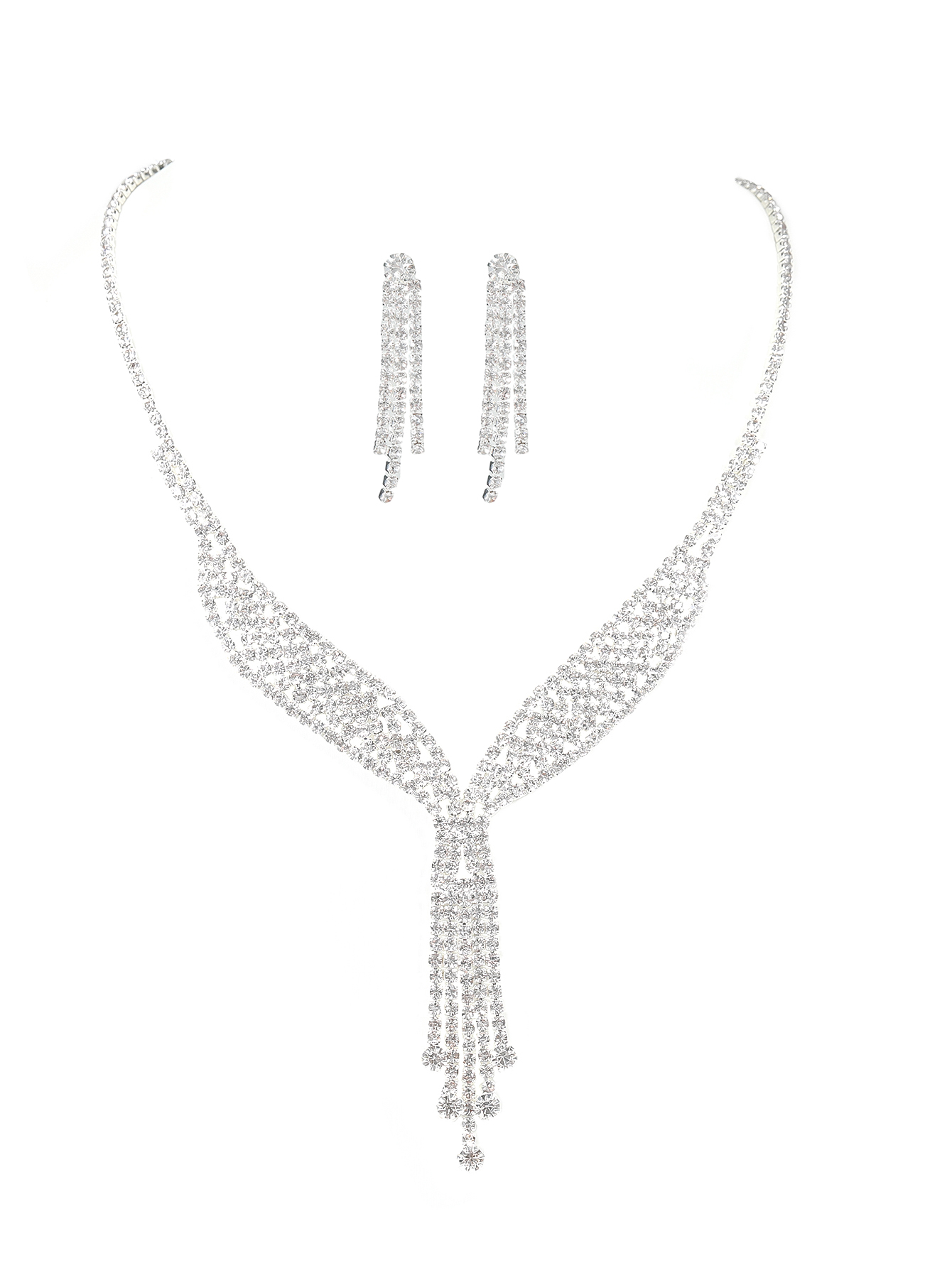 Elegante Color Sólido Diamante De Imitación Enchapado Embutido Cristal Plateado Mujeres Conjunto De Joyas display picture 5