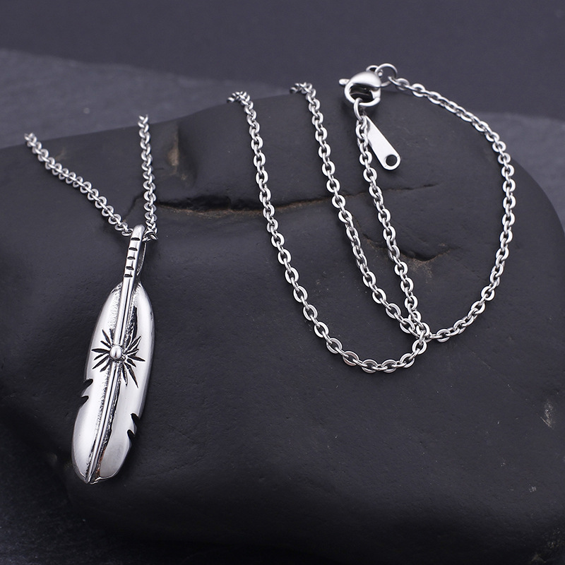 Classic Style Feather Titanium Steel Stoving Varnish Charms Jewelry Accessories display picture 2