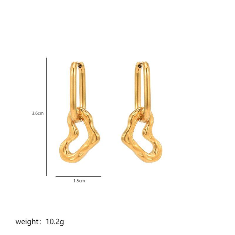 1 Pair Elegant Luxurious Heart Shape Plating Stainless Steel 18K Gold Plated Drop Earrings display picture 2