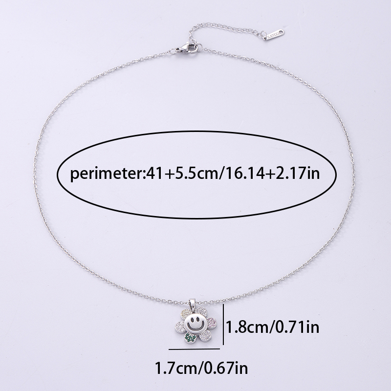 Vintage Style Flower Stainless Steel Plating Inlay Zircon Silver Plated Pendant Necklace display picture 6
