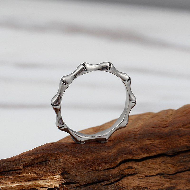 Classic Style Bamboo Titanium Steel Unisex Rings display picture 2