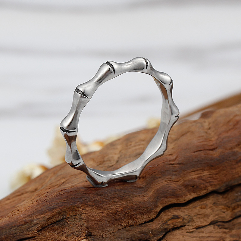 Classic Style Bamboo Titanium Steel Unisex Rings display picture 3