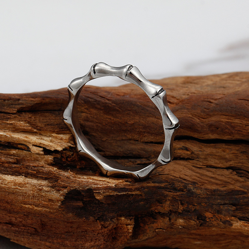 Classic Style Bamboo Titanium Steel Unisex Rings display picture 4