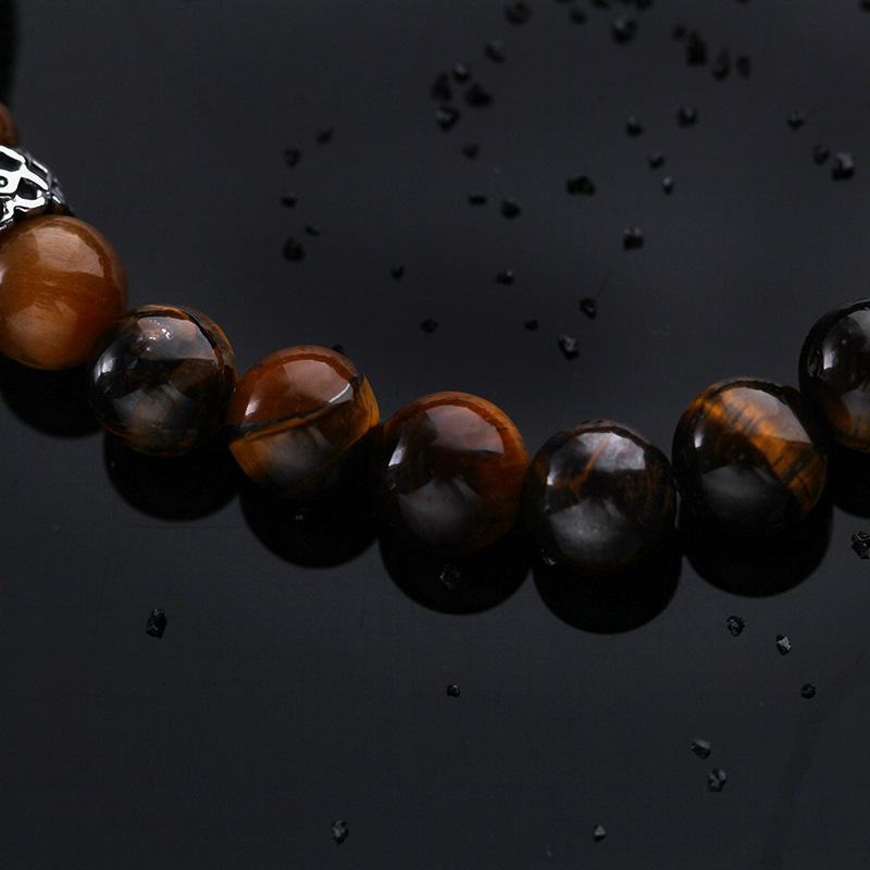 Hip-hop Retro Buddha Tiger Eye Beaded Men's Bracelets display picture 1