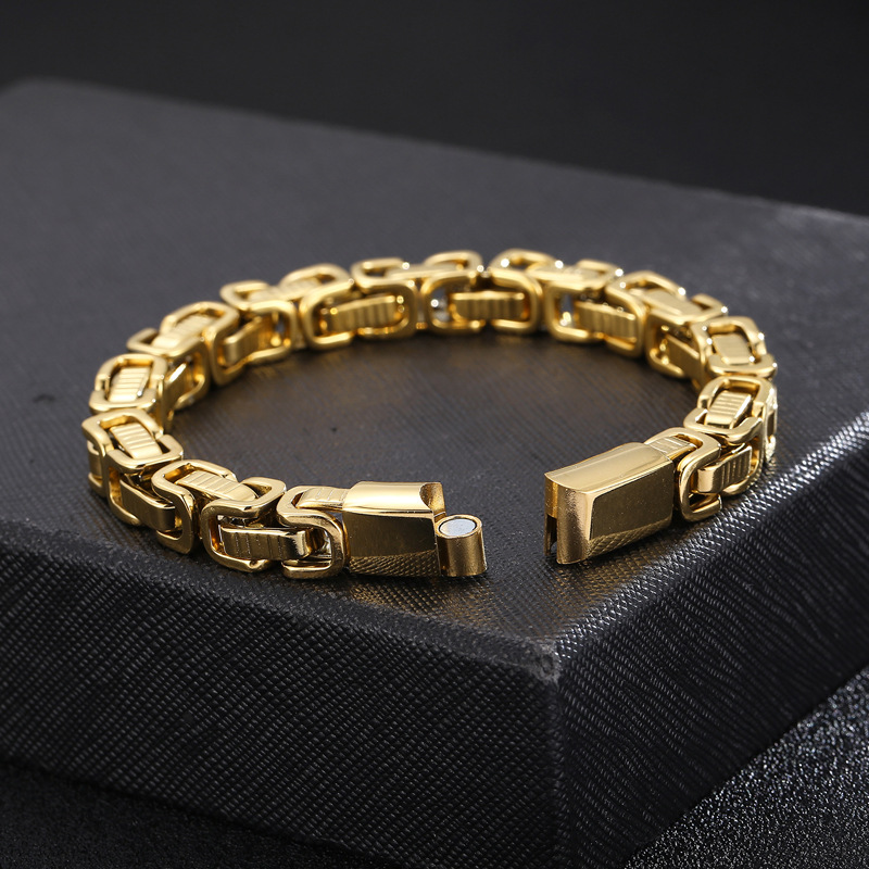 Hip-hop Retro Solid Color Titanium Steel Plating Chain Gold Plated Men's Bracelets display picture 3
