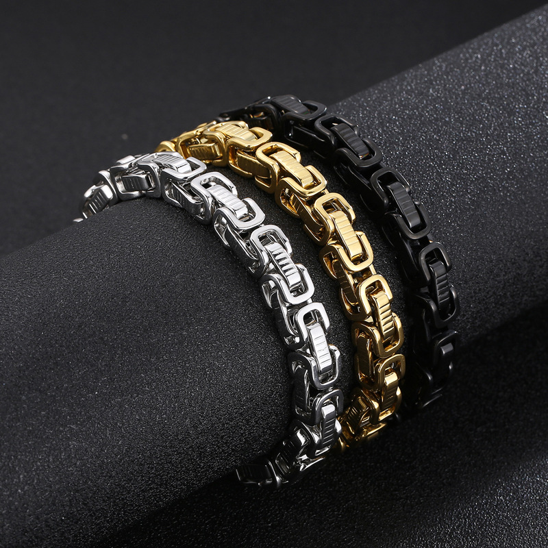 Hip-hop Retro Solid Color Titanium Steel Plating Chain Gold Plated Men's Bracelets display picture 6