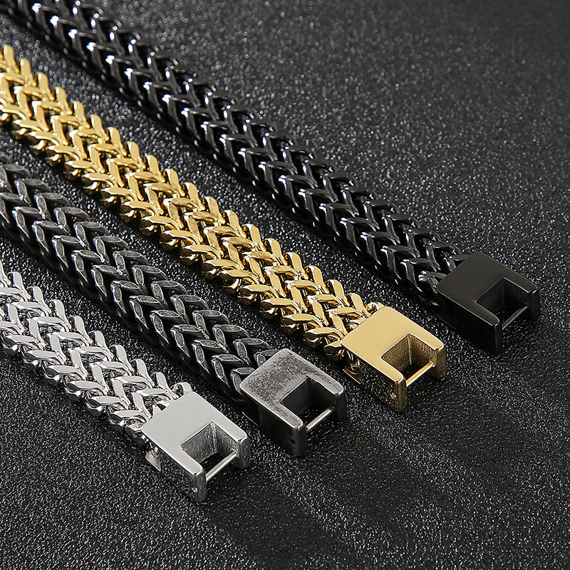Hip-Hop Retro Solid Color Titanium Steel Plating Chain 18K Gold Plated Men's Bracelets display picture 4