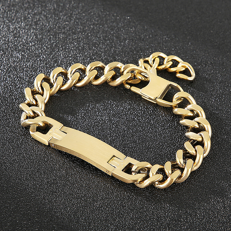 Streetwear Geometric Solid Color Titanium Steel Plating 18K Gold Plated Men's Bracelets display picture 1