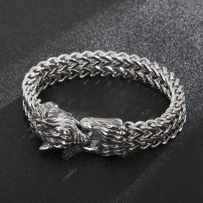 Punk Lobo Acero Titanio Hombres Brazalete display picture 3