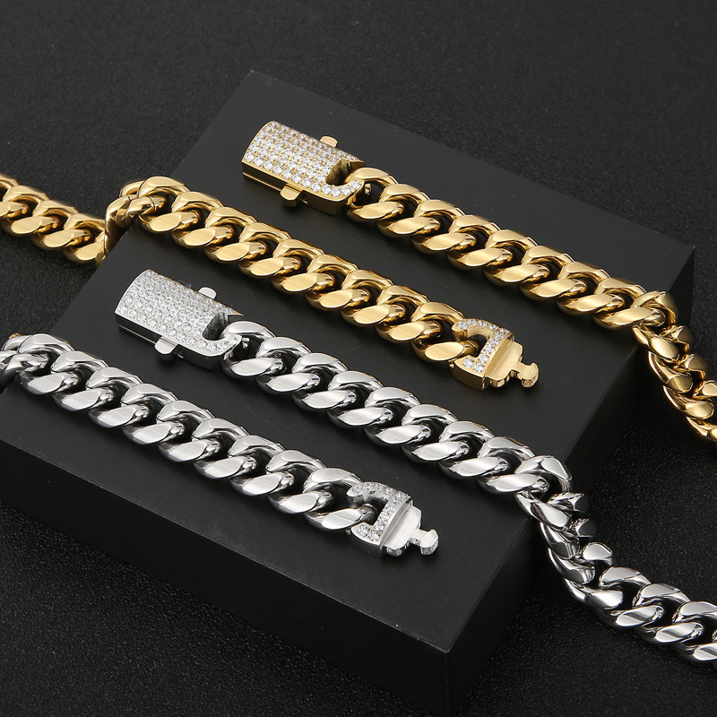 Rock Streetwear Geometric Titanium Steel Plating 18K Gold Plated Men's Bracelets Necklace display picture 3