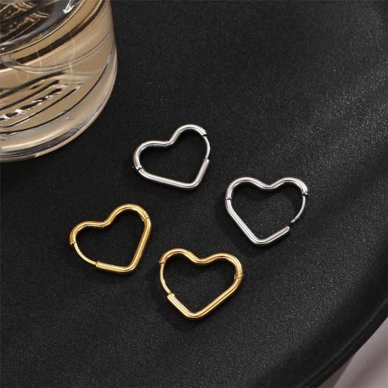 1 Pair Commute Pentagram Heart Shape Polishing Plating Stainless Steel 18K Gold Plated Earrings display picture 3