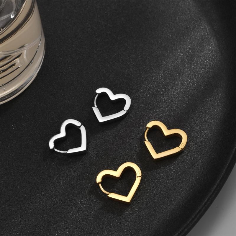 1 Pair Commute Pentagram Heart Shape Polishing Plating Stainless Steel 18K Gold Plated Earrings display picture 4