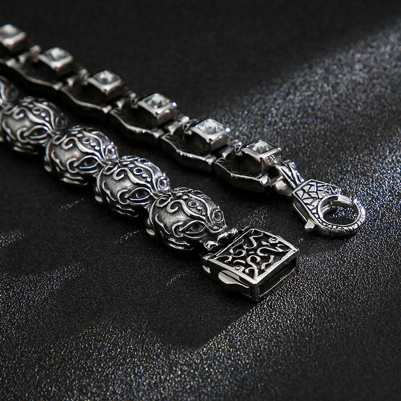 Hip-hop Retro Skull Titanium Steel Plating Gold Plated Men's Bracelets display picture 6