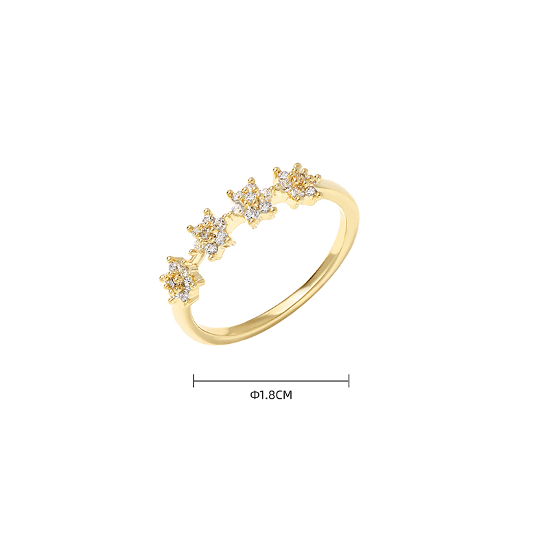Simple Style Star Copper Plating Inlay Zircon 14k Gold Plated Rings display picture 4