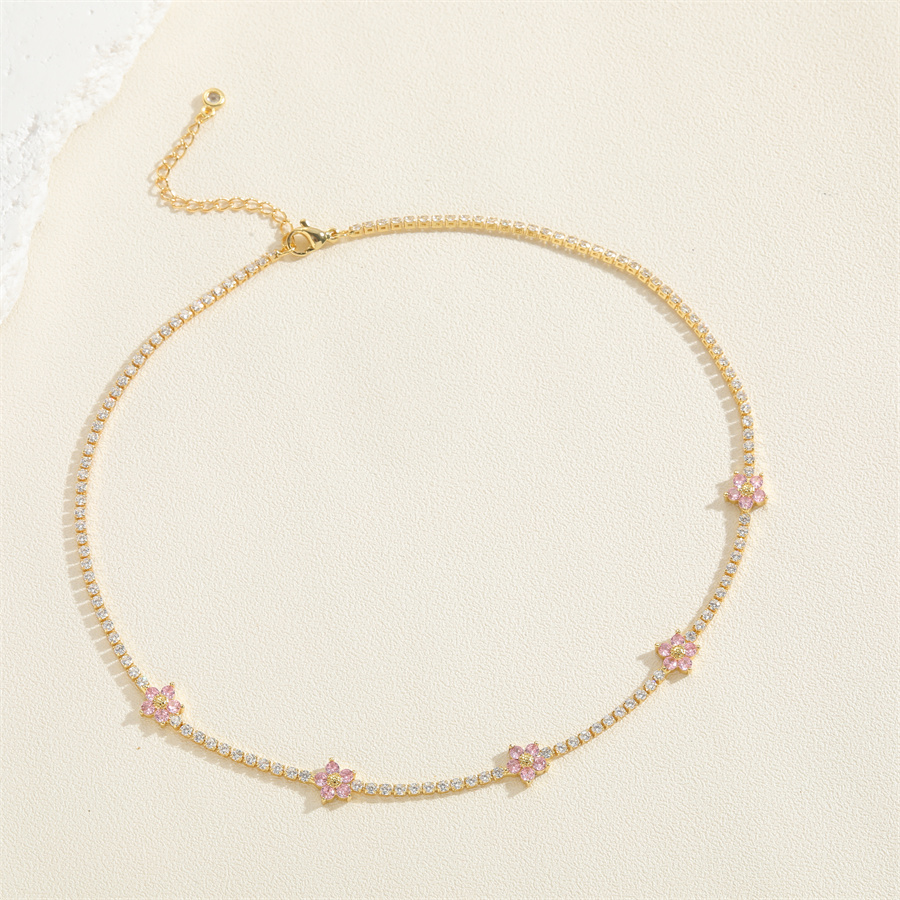 Cute Simple Style Classic Style Flower Brass Plating Chain 14k Gold Plated Choker display picture 5