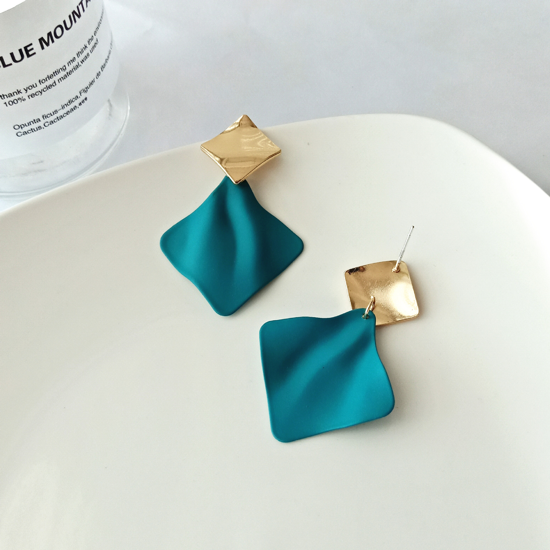1 Pair Simple Style Square Stoving Varnish Iron Drop Earrings display picture 4