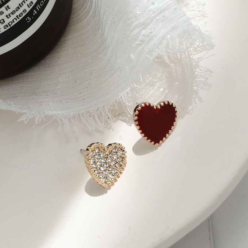 Wholesale Jewelry Simple Style Heart Shape Alloy Zircon Inlay Ear Studs display picture 4