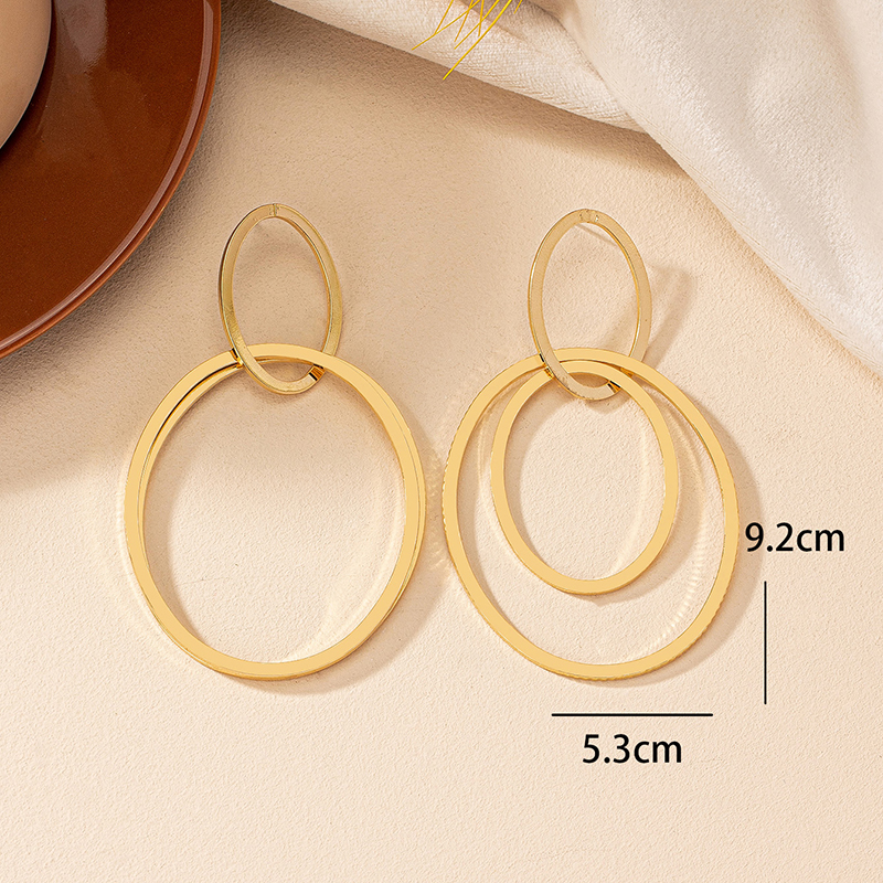 1 Pair Modern Style Simple Style Commute Solid Color Plating Ferroalloy 14k Gold Plated Drop Earrings display picture 2