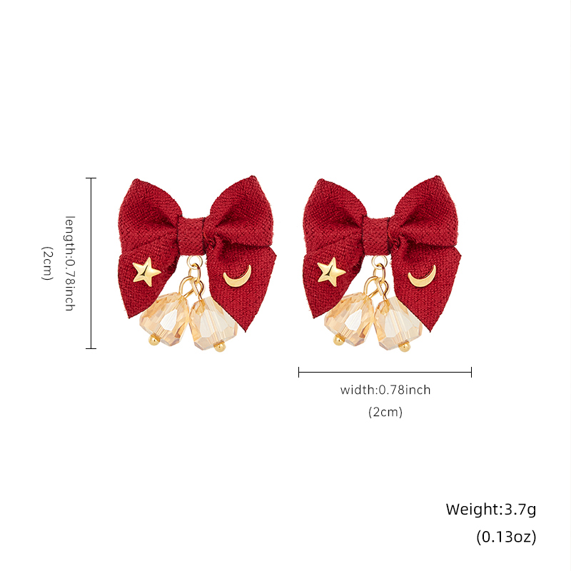 Wholesale Jewelry Sweet Bow Knot Bell Cloth Copper 14k Gold Plated Plating Drop Earrings display picture 1