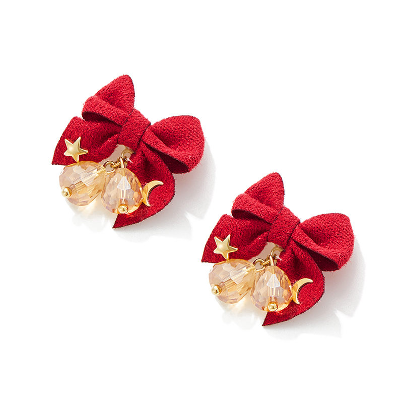 Wholesale Jewelry Sweet Bow Knot Bell Cloth Copper 14k Gold Plated Plating Drop Earrings display picture 2