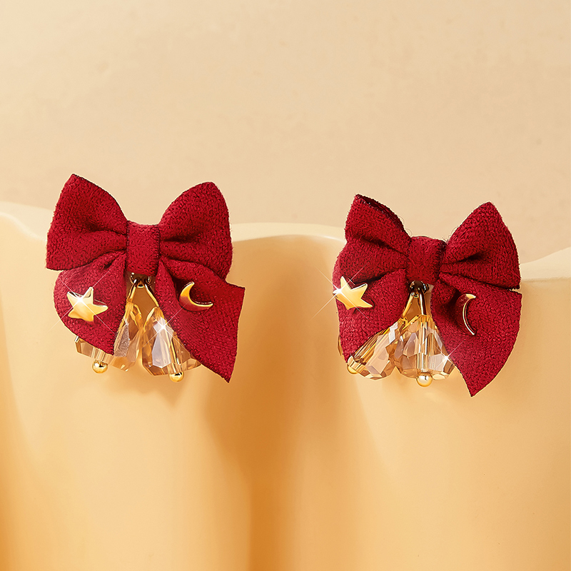 Wholesale Jewelry Sweet Bow Knot Bell Cloth Copper 14k Gold Plated Plating Drop Earrings display picture 3