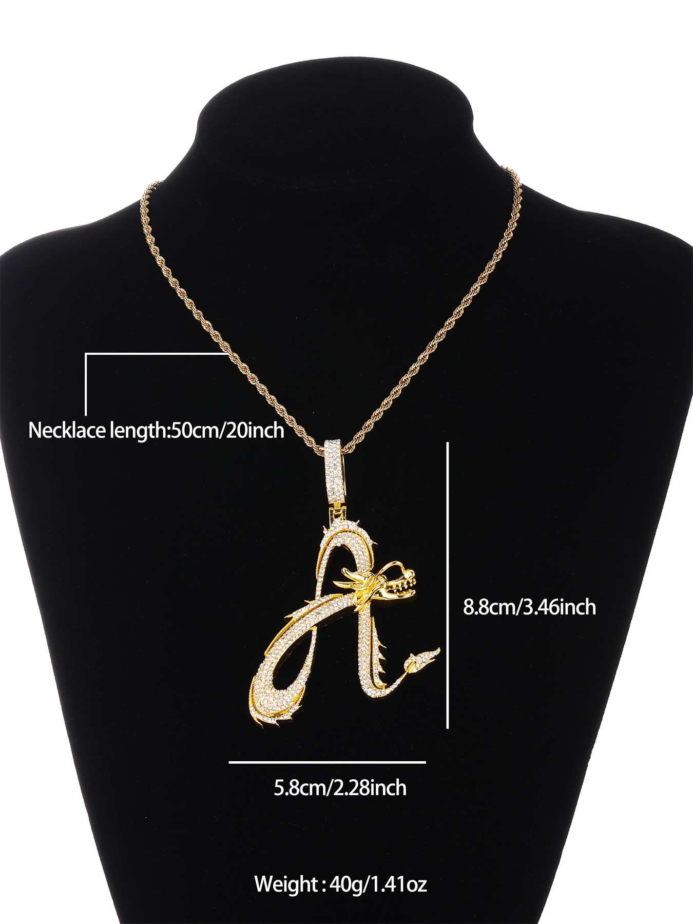 Gothic Hip-hop Punk Dragon Zinc Alloy Plating Inlay Rhinestones 18k Gold Plated Men's Necklace display picture 4