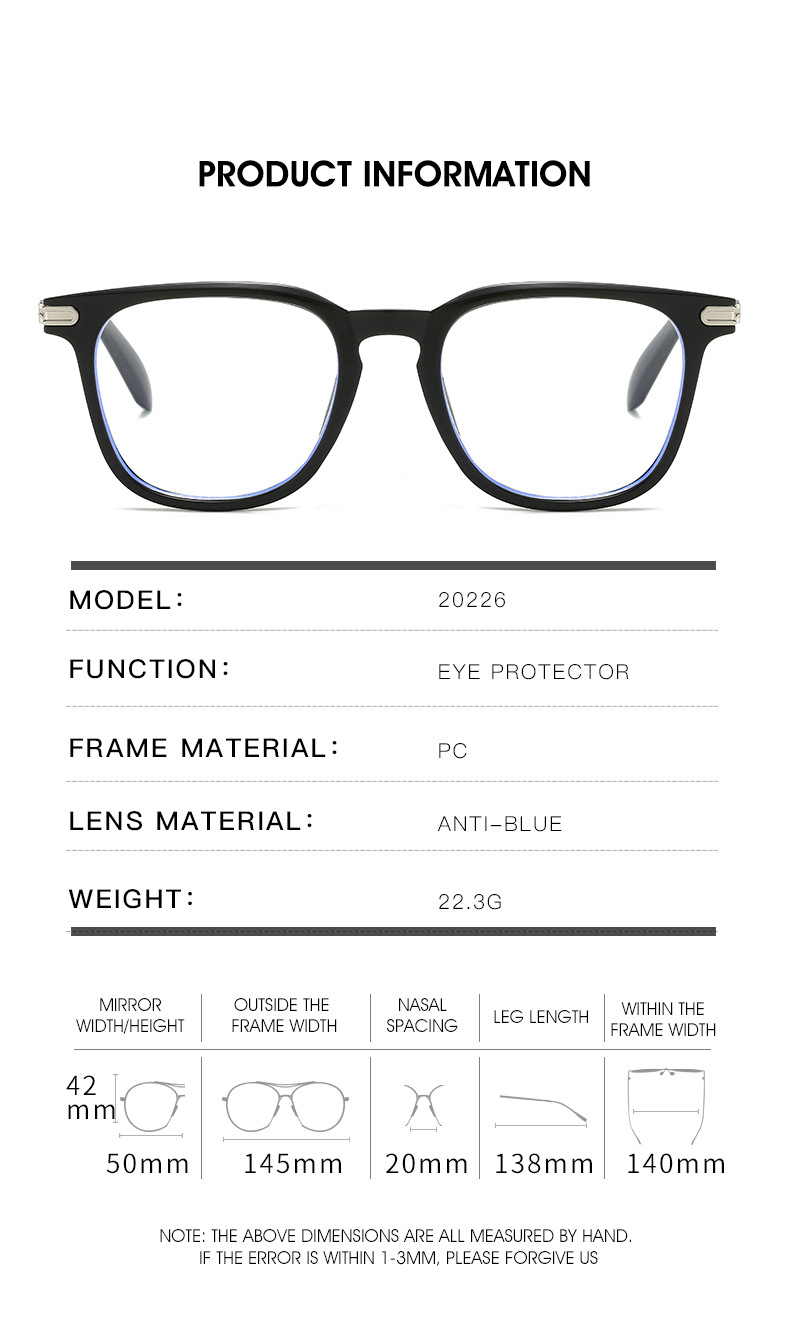 Business Basic Solid Color Ac Square Full Frame Optical Glasses display picture 6