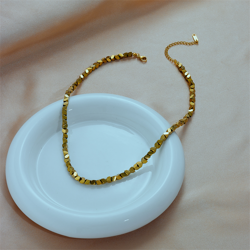 Edelstahl 304 18 Karat Vergoldet Punk Perlen Überzug Einfarbig Keine Intarsien Halskette display picture 2