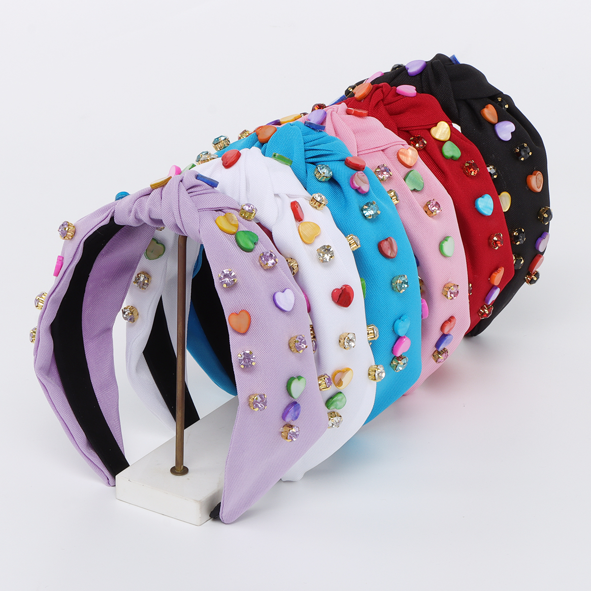 Simple Style Heart Shape Cloth Inlay Rhinestones Hair Band display picture 7