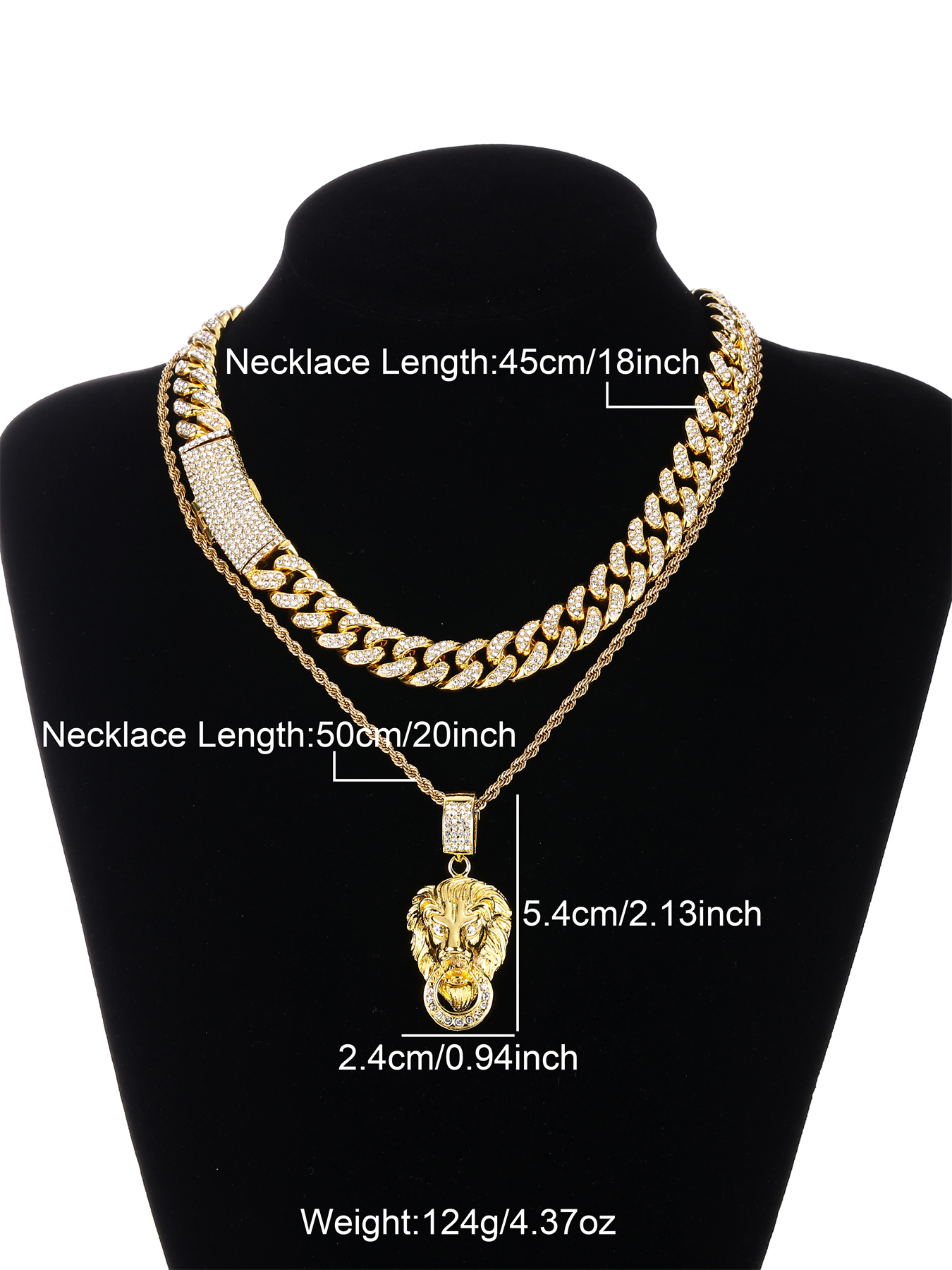 Gothic Hip-hop Punk Lion Zinc Alloy Plating Three-dimensional Inlay Rhinestones 18k Gold Plated Men's Pendant Necklace display picture 1