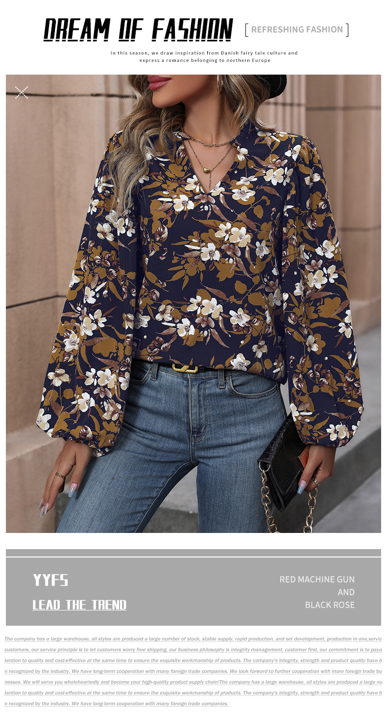 Women's Blouse Long Sleeve Blouses Printing Casual Vintage Style Flower display picture 1