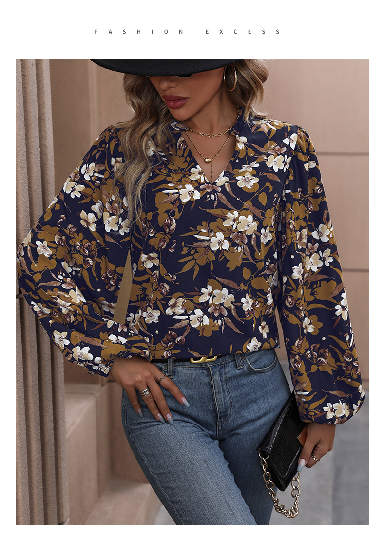 Women's Blouse Long Sleeve Blouses Printing Casual Vintage Style Flower display picture 2