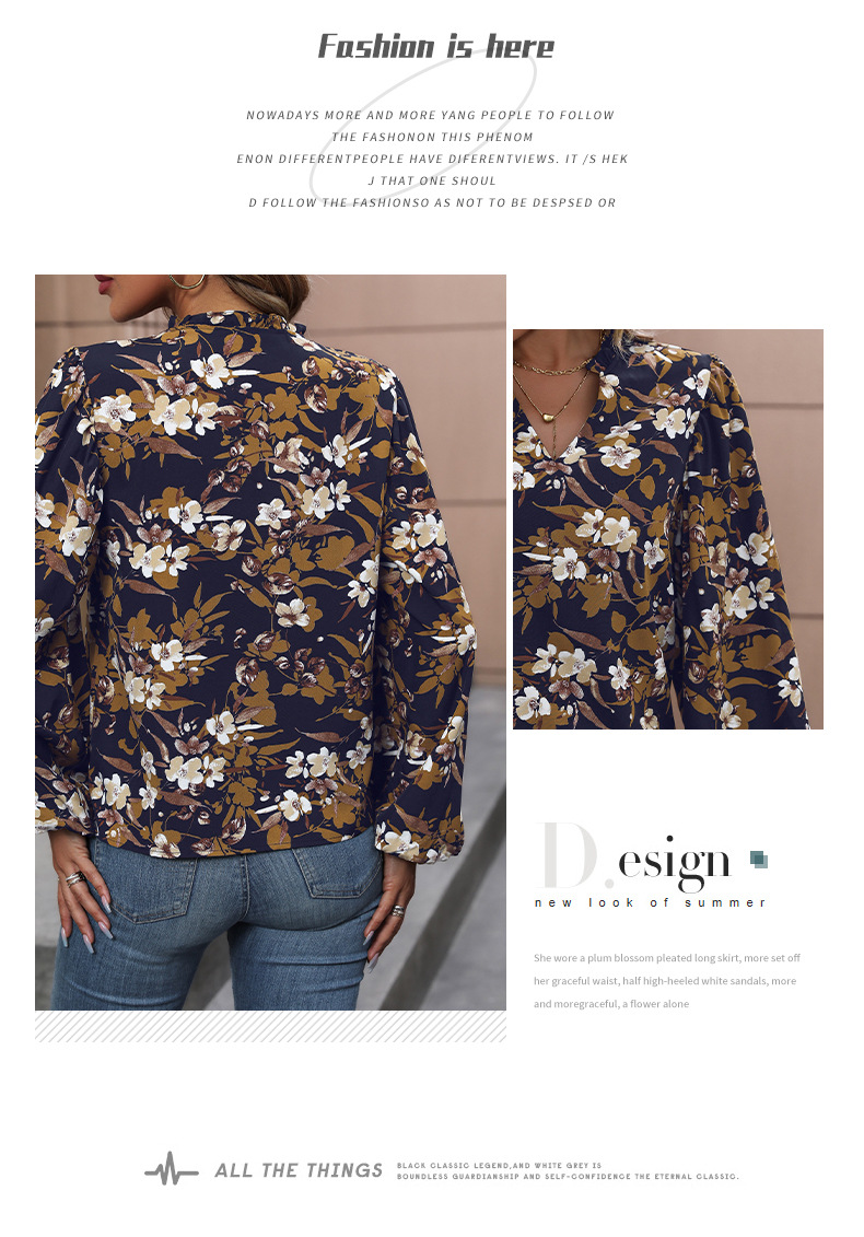 Women's Blouse Long Sleeve Blouses Printing Casual Vintage Style Flower display picture 3