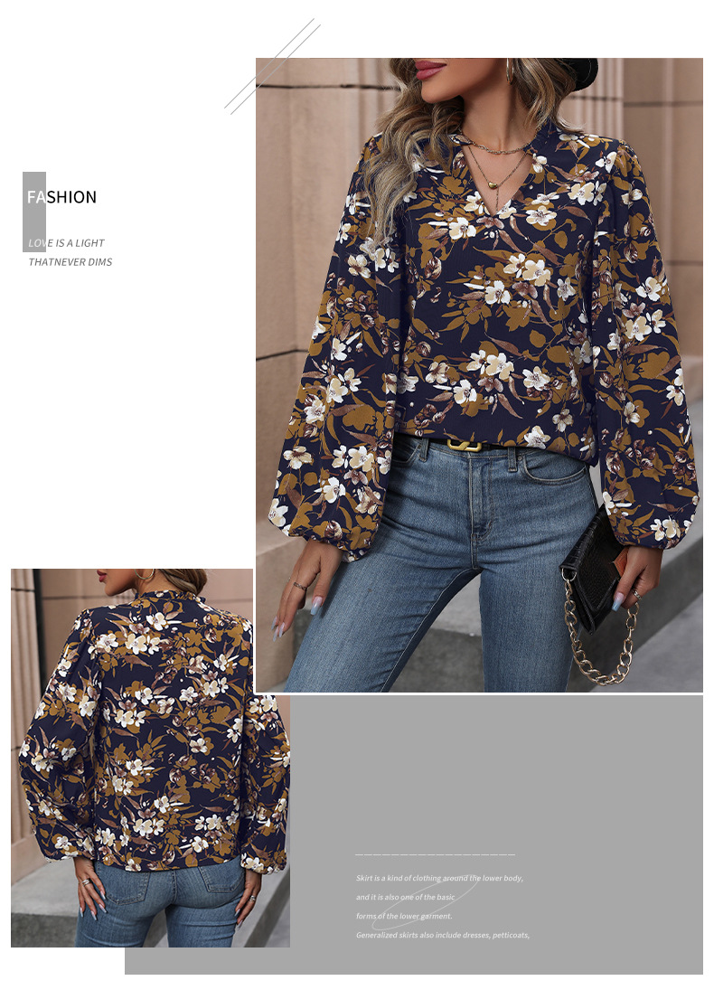 Women's Blouse Long Sleeve Blouses Printing Casual Vintage Style Flower display picture 6