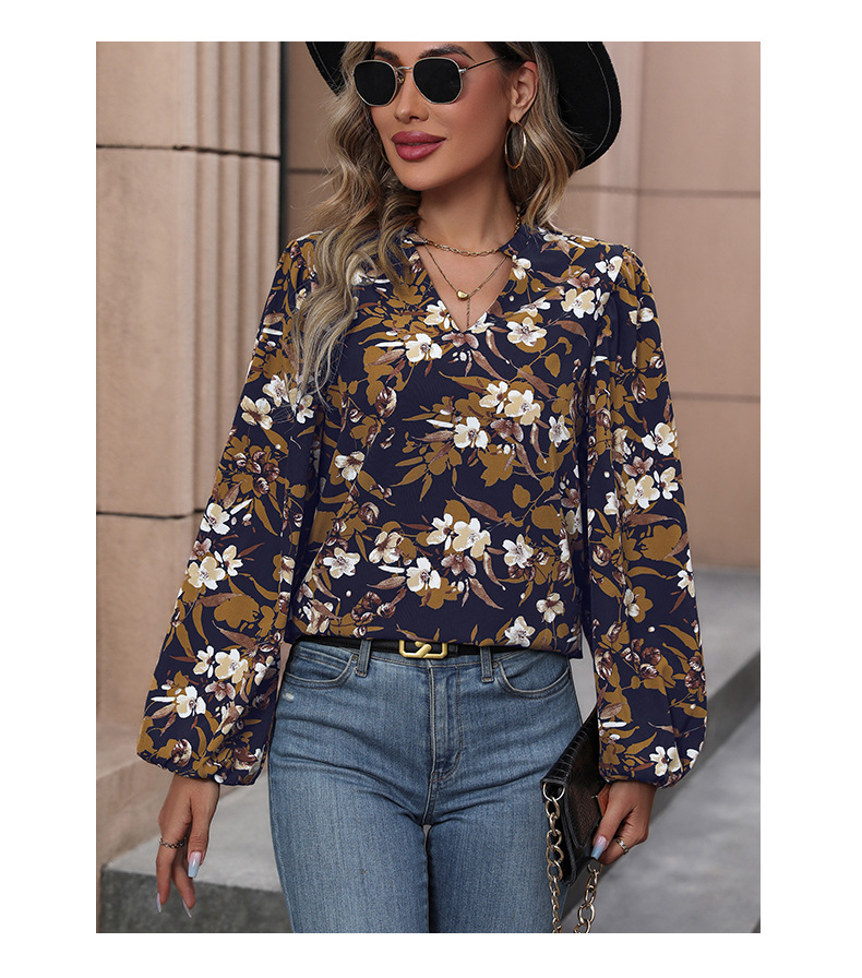 Women's Blouse Long Sleeve Blouses Printing Casual Vintage Style Flower display picture 7
