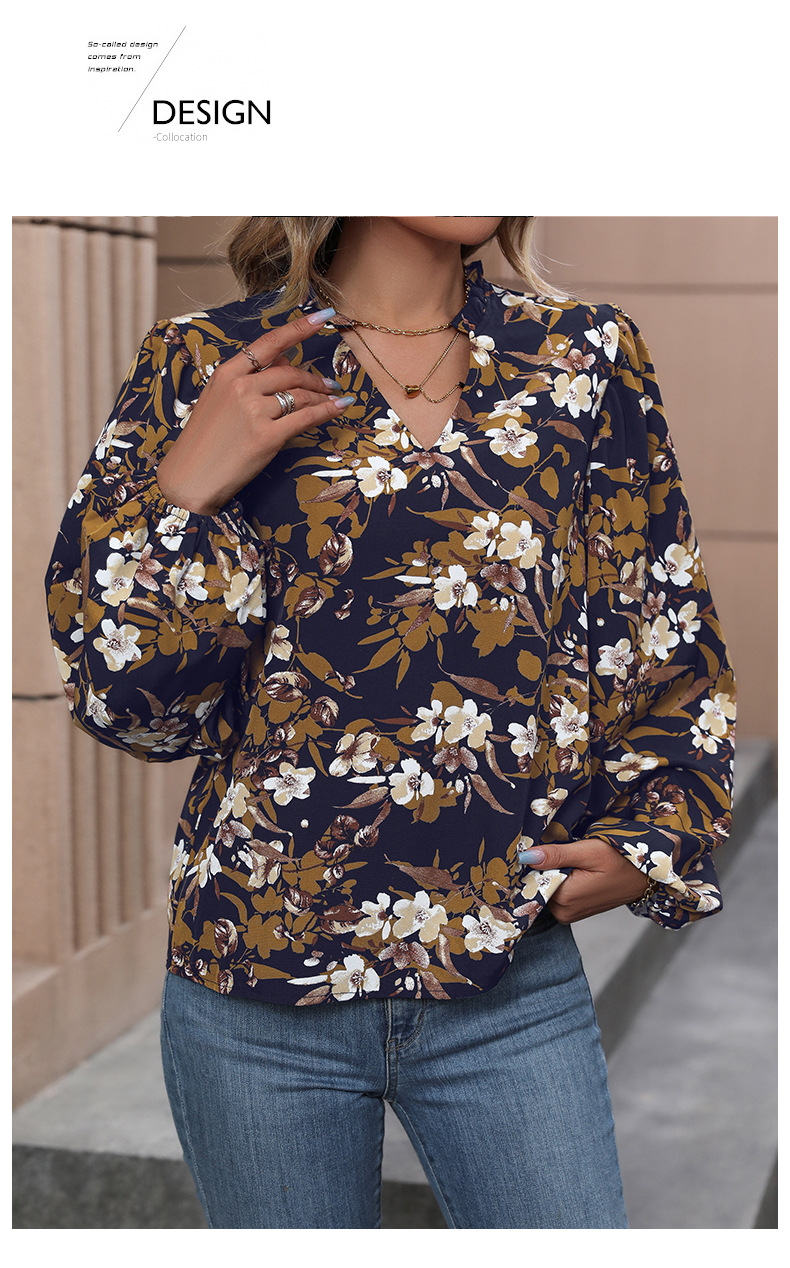 Women's Blouse Long Sleeve Blouses Printing Casual Vintage Style Flower display picture 8
