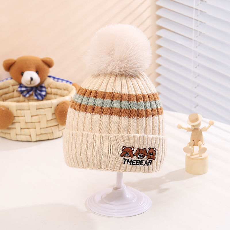 Children Unisex Cartoon Style Cute Letter Stripe Bear Wool Cap display picture 9