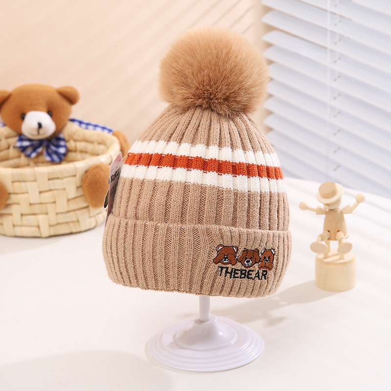 Children Unisex Cartoon Style Cute Letter Stripe Bear Wool Cap display picture 13