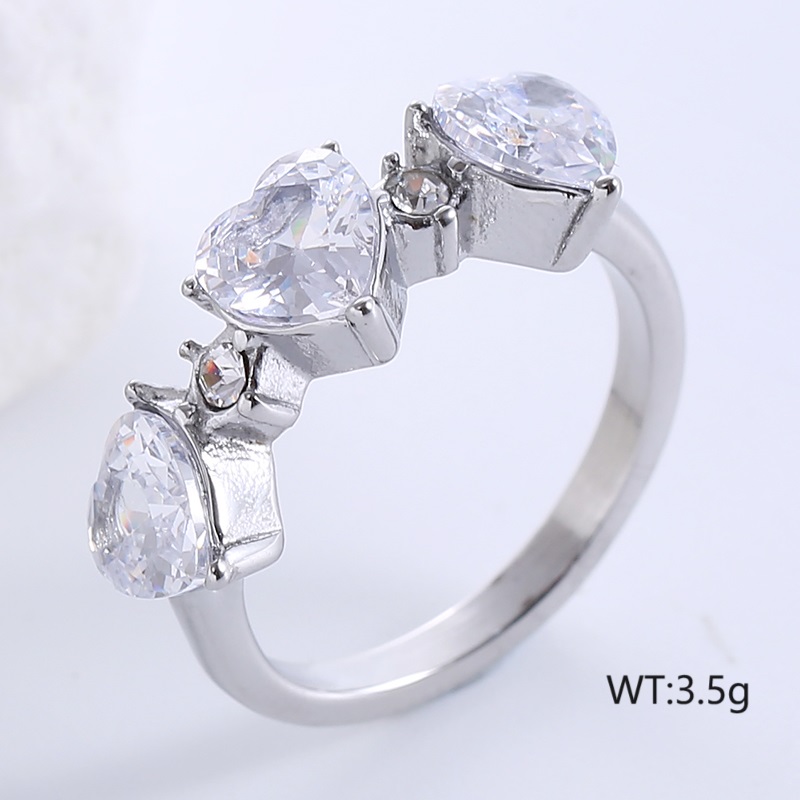 Romantic Classic Style Heart Shape Stainless Steel Plating Inlay Zircon 18k Gold Plated Rose Gold Plated Rings display picture 2