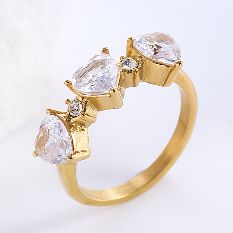 Romantic Classic Style Heart Shape Stainless Steel Plating Inlay Zircon 18k Gold Plated Rose Gold Plated Rings display picture 6