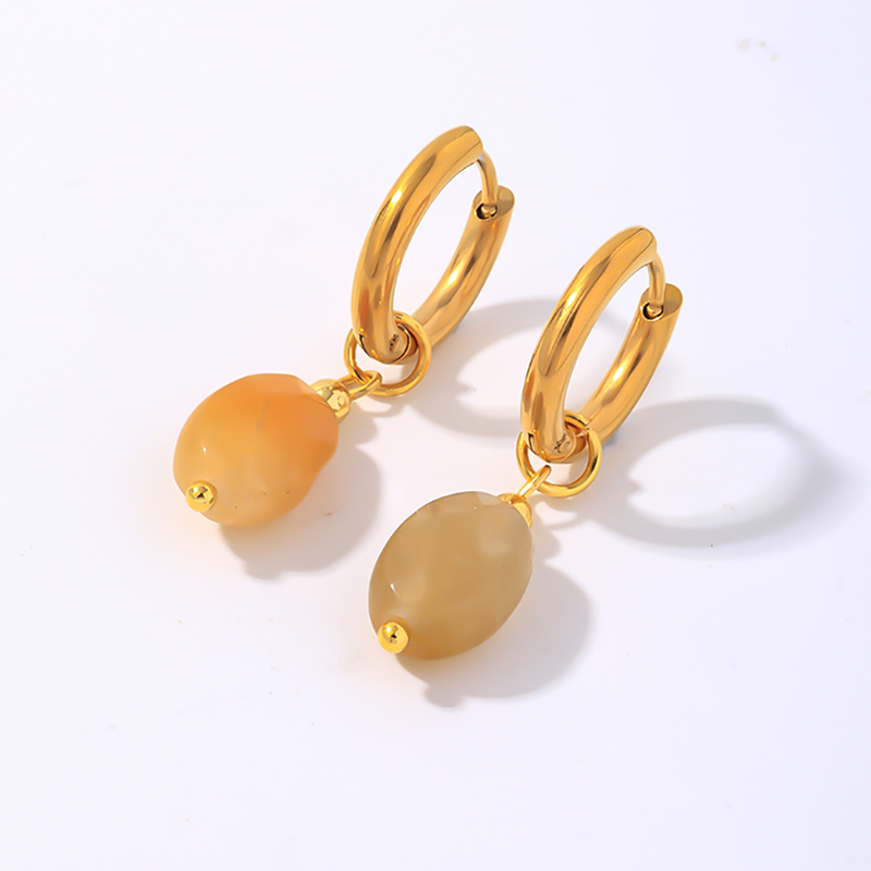 1 Pair IG Style Vintage Style Oval Plating 304 Stainless Steel Natural Stone Ear Clip display picture 20