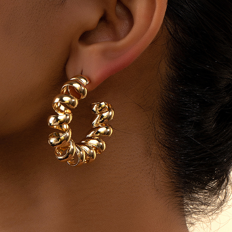 1 Piece Elegant Curve Plating Ferroalloy 14k Gold Plated Ear Studs display picture 2