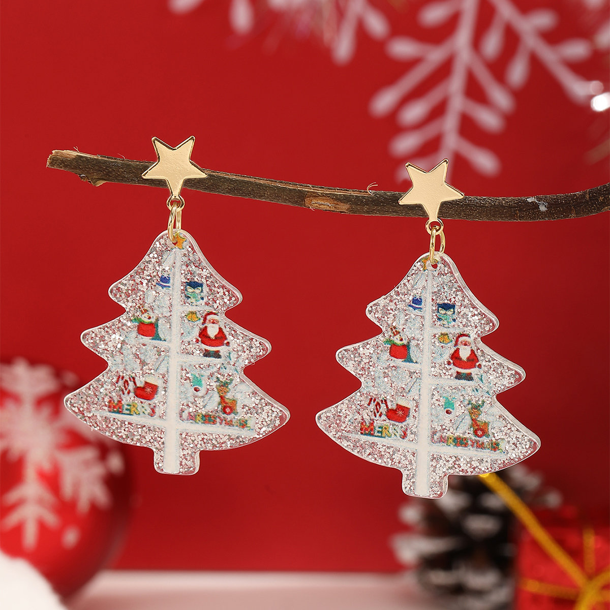 1 Pair Cute Christmas Tree Arylic Drop Earrings display picture 4